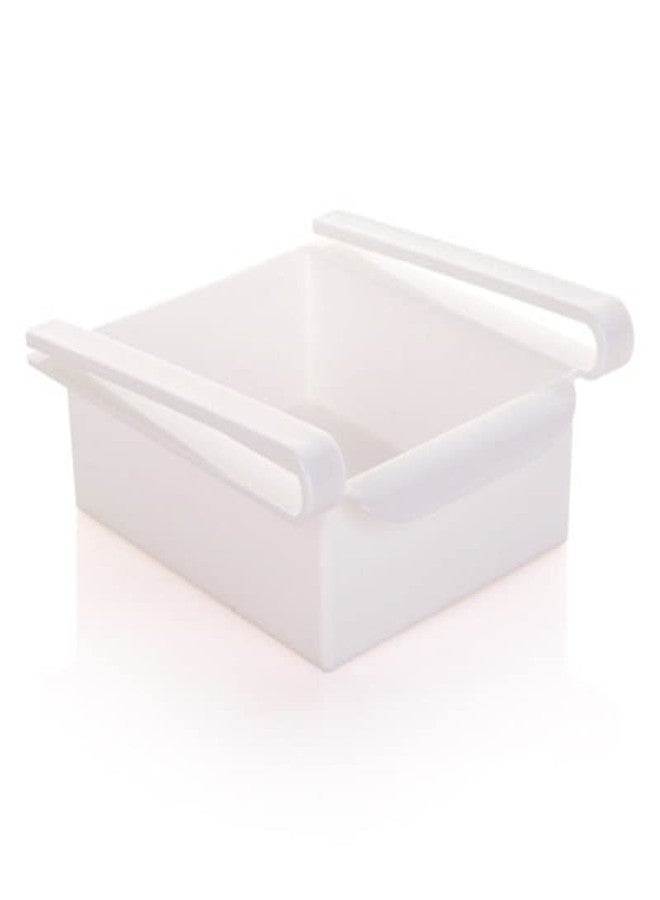 Sunicon Fridge Drawer Organizer, Plastic White Refrigerator Organizer Bins, Refrigerator Food Case Storage Kitchen Organizer Pull Out with Handle, for Fridge Shelf Under 0.5 inch(15.5 x 16.5 x 7cm) - Image 1